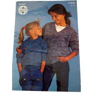 Sirdar Knitting Pattern C4538 Mosaic Sweater For Children 24"-34" Chest 1970's